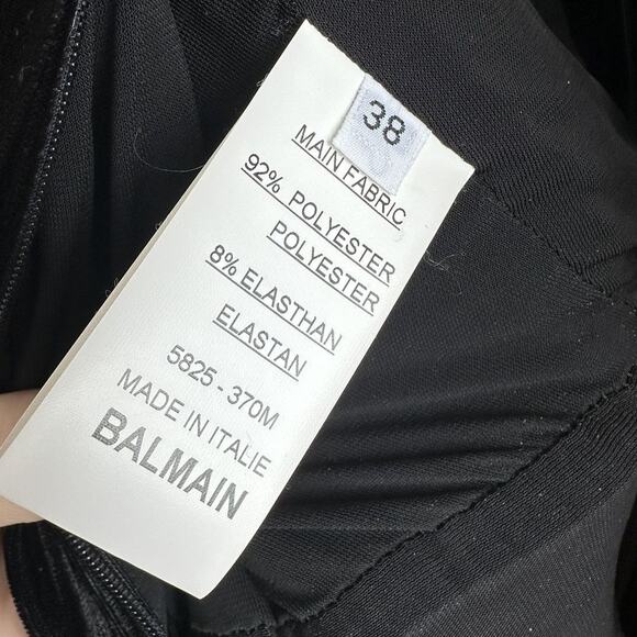 Balmain Black Pleated Velvet Sleeveless Jumpsuit size FR 38 Plunging V Wide-leg - Picture 7 of 16